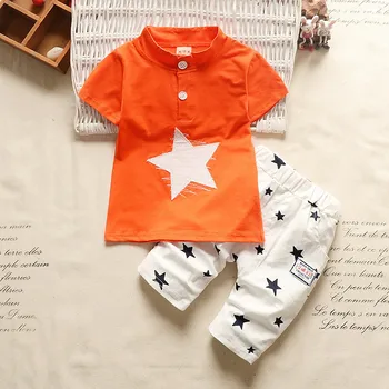 Letné baby chlapci príčinné oblečenie nastaví titulok star krátke rukáv tričko + tlač šortky 2 ks oblek pre deti, oblečenie pre deti