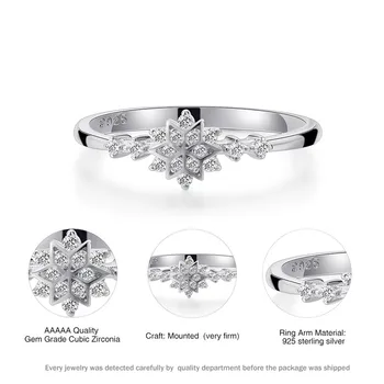 Luxusné Žena Kvet Snowflake Krúžok Reálne 925 Sterling Silver Band Krúžok Sľub Lásky Zásnubné Prstene Pre Ženy