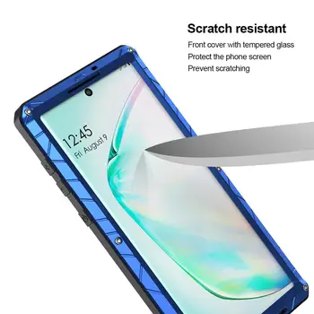 Pre Samsung Galaxy Note 10 Telefón Prípade Pevného Hliníka, Kovové Tvrdeného Skla Screen Protector Kryt Na Vedomie, 10 Plus Ochrany Prípade