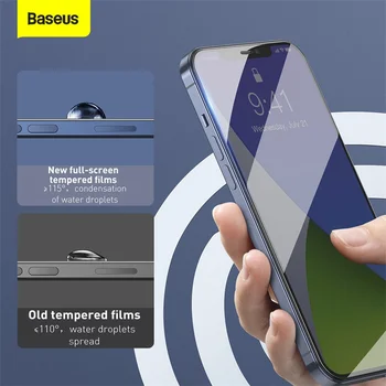 Baseus 2 ks 0,3 mm Plný Zakrivené Tempere Pre iPhone 12 Pro Max Ultra Tenké Úplné Pokrytie Screen Protector Pre iPhone 12 Mini Sklo Film