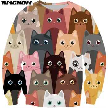 Nové Módne Mužov Zip hoodie Cute Cat Vzor Koláž 3d Tlač Unisex Bežné bunda s Kapucňou Plus Veľkosť XS 6XL 7XL
