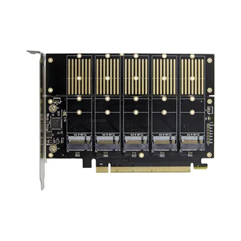 PCIe 5 Port M. 2 Tlačidlo B SATA3.0 Rozširujúca Karta SSD Čip JMicron JMB585 PCI Express SATA M2 NVME PCI-e Vzostup Converter Karty Adaptéra