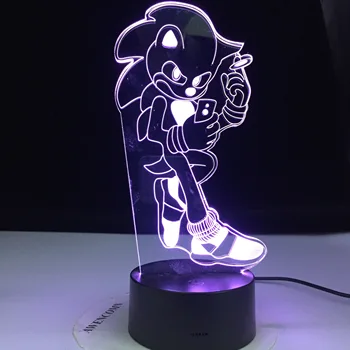 Sonic The Hedgehog Deti LED Nočné Svetlo Dekor Batérie Noc Lampa Dieťa Narodeniny Darček Tabuľka 3D Lampa Sonic Obrázok Hry Nočného