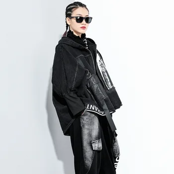 Max LuLu Jeseň Európskej Módy Luxusné Vzory Dámy Punk Oblečenie S Kapucňou Denim Dámske Kabáty Vintage Vytlačené Coats Plus Veľkosť