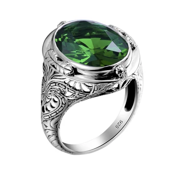 Biela Zlatá Farba Prírodná Emerald Prstene pre Ženy Vintage pravého Striebra 925 Krúžok Pánske Šperky Značky Výročie Strany Darčeky 2020