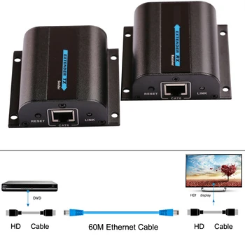 60M HD Extender 1080p Video Vysielač, Prijímač, Prevodník Cez Cat 6/ CAT6A RJ45 Ethernet Kábel HDMI-Kompatibilného Prenosného POČÍTAČA K TV