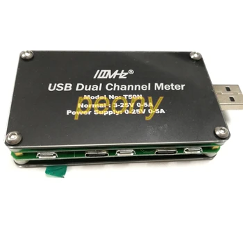 T50N dual farebný displej USB napätia a prúdu-kapacita-meter, QC2.0 QC3.0 PD test