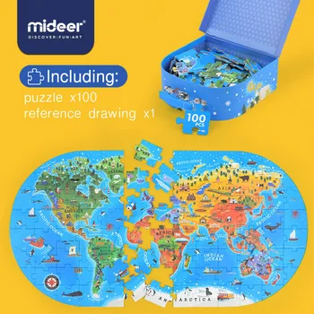 MiDeer 100ks Mapu Skladačka Puzzle, Hračky, detské Puzzle, Skladačka pre Deti Kognitívne Dieťa Raného Vzdelávania Puzzle Darčeka Detská Hračka