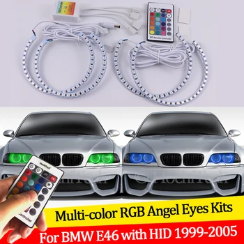 Pre BMW E46 325i 325xi 330i 330xi s HID svetlomety 1999-2005 16 farieb RGB Angel Eyes s LED Halo Krúžky RF Bezdrôtové Ovládanie DRL