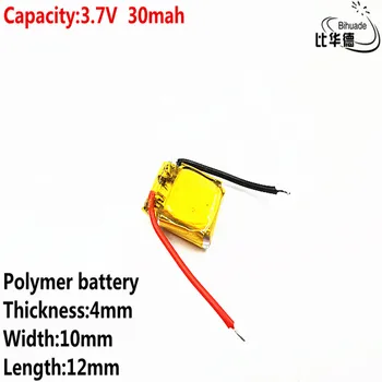 Dobrý Qulity 3,7 v polymer lithium batéria 30mah 401012 je vhodný pre I7 bluetooth headset MP3, MP4