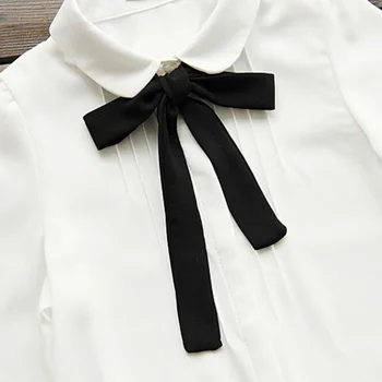 Hot Predaj Elegantný Motýlik Biele Blúzky Ženy Šifón Bežné Tričko Dámske Topy Školy Blusas Ženské Oblečenie
