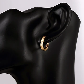 Zlatá Farba Bránka Náušnice Malý Kruh Slučky Luxusné Zirkón Ucho Obruče Príslušenstvo pre Ženy Strany Darčeky Módne Šperky Nízka Cena