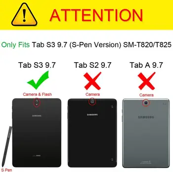 Puzdro Pre Samsung Galaxy Tab S3 9.7 Palca Funda SM-T820 SM-T825 Kryt Flip Tablet Kožený Kryt Smart Magnetický Stojan Shell Kryt