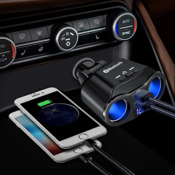 90W AUTO Bluetooth 5.0 Handsfree Súprava do Auta FM Vysielač Bezdrôtového Audio Prijímač Auto MP3 Prehrávač s dvomi USB Rýchlo Nabíjačka Digitálne