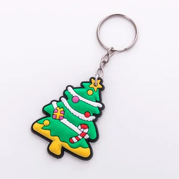 100ks/veľa Vianočné Keychain Santa Claus Tvar prívesok na Cartoon Vianočný Stromček Prívesok Darček Mäkké PVC Krúžok Šperky Wholesal