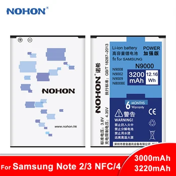 Pôvodné NOHON Batérie Pre Samsung Galaxy Note 2 3 4 Pozn.2 N7100 Note3 NFC N9000 Note4 N9100 N910X Skutočný High Capacity Bateria