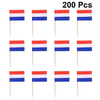 200pcs holandský Špáradlo Vlajka Zdvihne Vlajku Potravín Špáradlá Strany Príslušenstvo Holandsko Špáradlo Vlajka (3,5 X 6,5 CM)