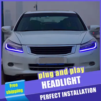 2 KS Auto Štýl LED svetlomety pre Honda Accord 08-12 pre Dohode čelová lampa LED DRL Objektív Dvojitý Lúč HID H7 Xenon bi xenon šošovky