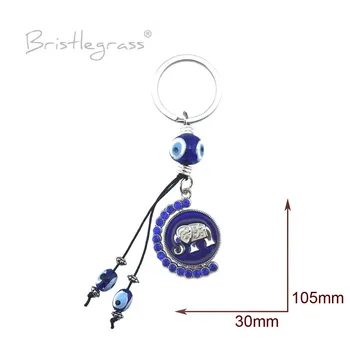 BRISTLEGRASS tureckej Modrej Zlé Oko Otáča Slony Keychain kľúčenky Krúžok Držiak Amulety Lucky Charms Požehnanie Prívesok Darček