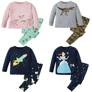 Baby Dievčatá oblečenie pre voľný čas Deti Pyžamá Deti Bavlna Sleepwear Dieťa Kôň Odev Pyžamá Chlapci Pijamas Dievčatá PJS Deti Oblečenie