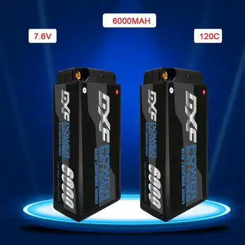 2 KS DXF Shorty Lipo Batérie 2S 7.6 V 6000mAh 120C HV Hardcase s Bullet Konektor 5MM Súťaže pre RC Auta 1/10 Buggy