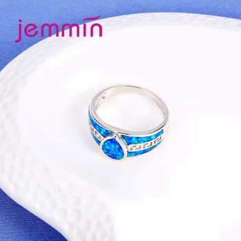 Jednoduché Široký Svadobné Duté Krúžok Kvapka Vody Crystal Tvar Blue Fire Opal Krúžok Žiarivé Šperky pre Ženy, Ženský