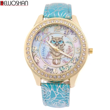 Luxusné Značky Sloggi Ženy Sledujte Cartoon Sova Remienok Hodiniek Dámske Bežné Digitálne Kožené Dames Horloges Reloj Mujer Montre Femme