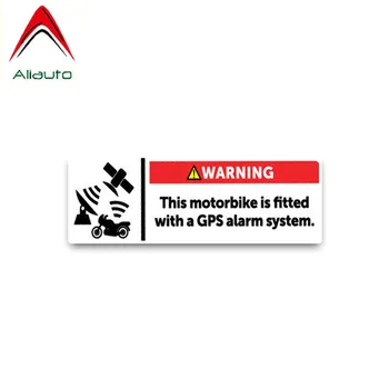 Aliauto Upozornenie Auto Nálepky, Motorka Je vybavená GPS Alarm Systém Bold opaľovací Krém Reflexné Anti-UV Obtlačky PVC,11 cm*3 cm