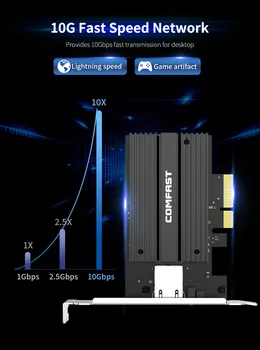 AQC107 chipset 10 GB Vysoká Rýchlosť PCI-E Sieťové Karty, E-sports 10000 Rýchlosť PCIE X4, 10G RJ45 Lan Sieťový Adaptér Pre Herné Plochy