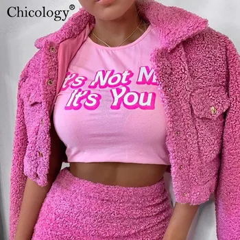 Chicology ružové bavlnené list vytlačiť T-shirt sexy corp top krátky rukáv roztomilý tričko ženy 2019 jeseň zimné oblečenie, streetwear