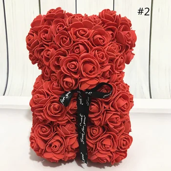 Krásne Umelé Ruže Medveď Kvetinové Kytice 25 cm Červená Ruža macko Ruže Kvet Umelé Dekorácie pre Valentine Svadobný Dar