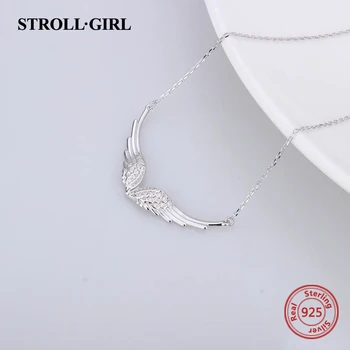 StrollGirl Nové 925 Sterling silver krídlo anjela náhrdelník pierko reťazca diy plavidlá módne šperky pre Ženy 2019 Svadobné dary