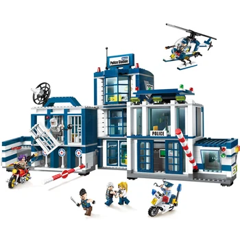 Na sklade 951pcs mesto série Policajná Stanica Vrtuľník autá Tehly Vzdelávacie Stavebné Bloky Model Hračky Pre deti detský Dary
