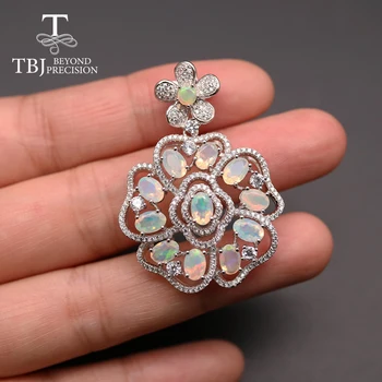 TBJ ,Najvyššej kvality Opal prívesok oválne 4*6mm 6ct Luxusné Kvetinové tvar skutočný drahokam, jemné šperky 925 sterling silver pre ženy strany