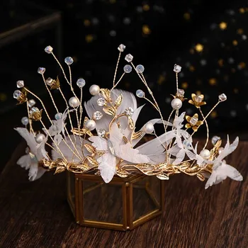 FORSEVEN kórejský Módne Crystal Simulované Perly Čelenky Tiara Koruny pre Ženy, Dievča Narodeniny Nevesta Noiva Svadobné Vlasy, Šperky