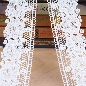 Biela afriky čipky textílie páse s nástrojmi svadobné dekorácie výbava DIY 10yard Mlieko čipky nové watersoluble lacefabric opony sukne accessor