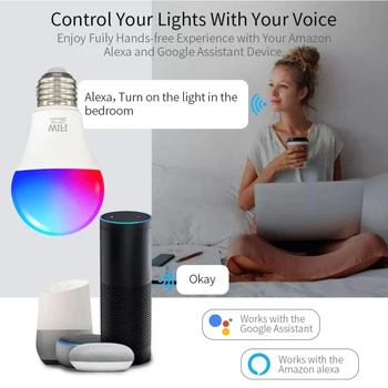 TUYA WiFi Smart Žiarovky B22 E27 LED RGB Lampa Pracovať S Alexa Domovská stránka Google RGB+Biela Stmievateľné Časovač Funkcia Bulb