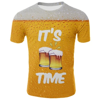 2020 nové pohodlné človeka T-shirt s jeho pivo time 3D vytlačené T-shirt letnú zábavu prispôsobenie