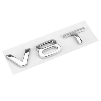 Auto Zadné Kovové V8T Znak, Odznak Nálepky Striebro Styling vhodné pre Audi A1 A3 A4 A5 A6 A7 Q3 Q5 Q7 S6 S7 S8 S4