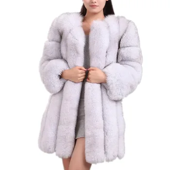 Lisa Colly S-4XL Ženy Zimné Luxusné Dlhé Rukávy Faux Fox Kožušinový Kabát, Bundu Slim Dlho Umelú Kožušinu Bunda, Kabát Ženy Kožušín kabát