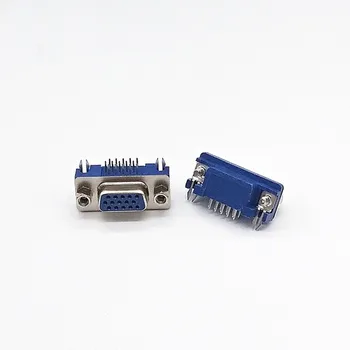 50pcs DB15 DR15 3Rows Modrá Paralelný Port 15 Pin D Sub Female 15 Spôsobom PCB 90 Stupňov Konektor DB15 Zástrčky Adaptéra VGA