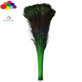 10pcs Prírodné Páva Perie 32-36inch/80-90 CM Farbené multicolour Diy, karneval, kostým, maska headdress