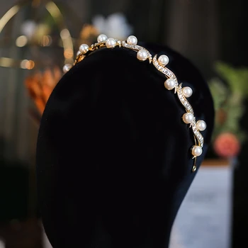 Jednoduché Zlato Nevesty Tiara Headpieces Zirkón Crystal Svadobné Čelenky Svadobné Doplnky Do Vlasov