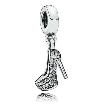 Móda Šumivé Stiletto Usmernenie Anjel Snowflake Regal Kľúčový Prívesok Korálky 925 Sterling Silver Charms Nosenie Náramku DIY Šperky