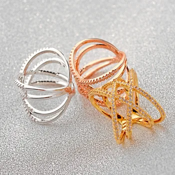 HIBRIDE Kúzlo X v Kombinácii CZ Pripraviť Veľký Prst Prstene Pre Ženy Šperky, Zlato /Rose Gold Ring Anillos Mujer Strany Krúžok R-219
