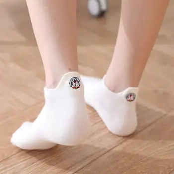 Nové Letné Cartoon Doraemon Výšivky Bavlna Ženy Ponožky Tvorivé Kvalitnú Módu Ulice Ponožky Tlač Zábavné Ponožky Roztomilé Ponožky