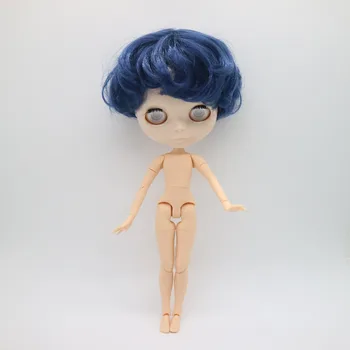 Bez oči čipy chlapec spoločné telo Nahé blyth bábika pre DIY modré vlasy