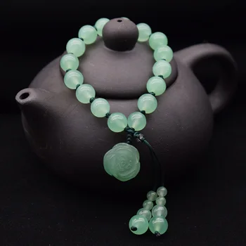 Drop Ship Prírodné Dongling Jade Náramok S Green Jade Rose Jade Šperky