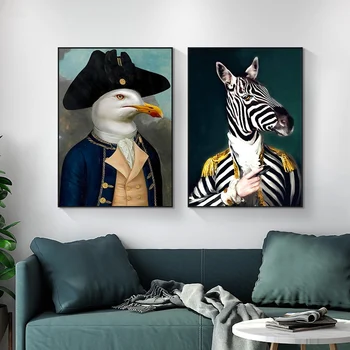 Abstrakt Zebra vo Vojenskej Uniforme Plátne, Obrazy Na Stenu, Umenie Plagáty A Vytlačí Zábavné Umenie Zvieratá Obrázok Domáce Dekorácie