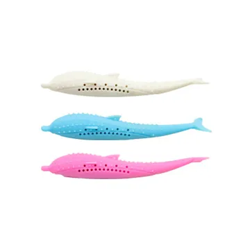 Pet kefka mačka zuby upratovanie hračka pre mačky mint silikónové ryby malé dolphin hračka molekulová prút